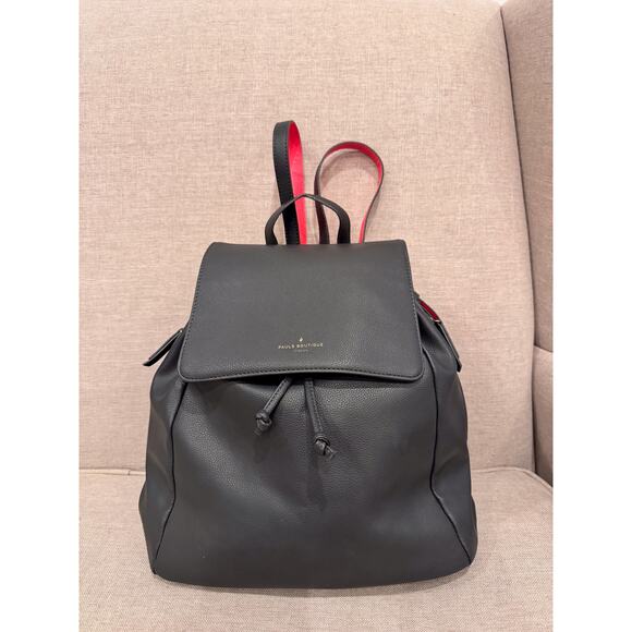 Paul's Boutique London Backpack Black Faux Leather City Minimalist Dark Academia - Picture 1 of 11